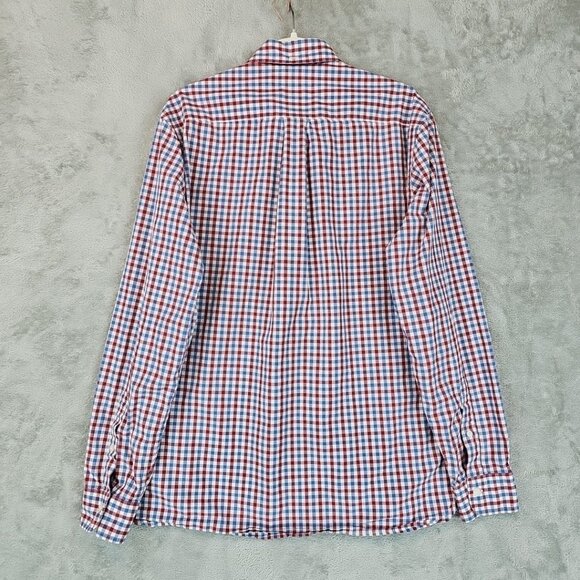 Brooks Brothers Red Fleece Shirt Mens Size M Red/Blue/White Plaid 100% Cotton - Picture 2 of 10